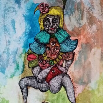 Desenho intitulada "l'accouchement" por Eric Demelis, Obras de arte originais, Tinta