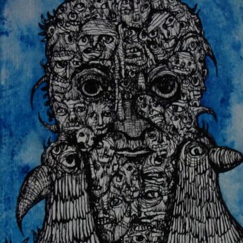 Σχέδιο με τίτλο "l'homme aux oiseaux" από Eric Demelis, Αυθεντικά έργα τέχνης, Μελάνι