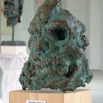 Sculpture intitulée "Mask of wisdom" par Eric Doireau, Œuvre d'art originale, Métaux