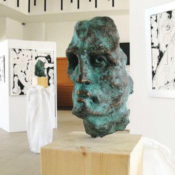 Sculpture intitulée "Mask of lies" par Eric Doireau, Œuvre d'art originale, Métaux