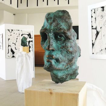 Scultura intitolato "Mask of lies" da Eric Doireau, Opera d'arte originale, Metalli