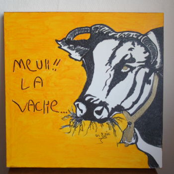 Painting titled "meuh ! la vache" by Eric Escutenaire, Original Artwork, Acrylic