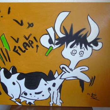 Pintura titulada "flap flap la vache" por Eric Escutenaire, Obra de arte original, Acrílico
