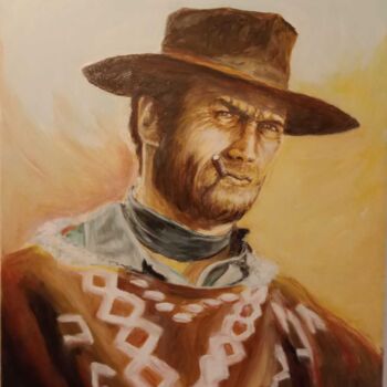 Painting titled "clint Eastwood" by Eric Espigares, Original Artwork, Oil