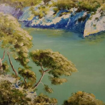 Painting titled "Calanque cassis" by Eric Espigares, Original Artwork, Acrylic