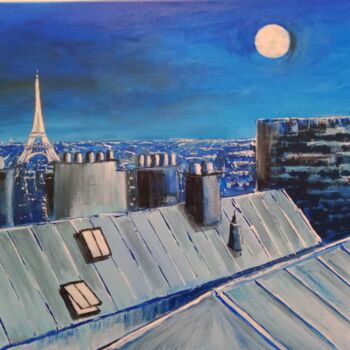 「Paris sur les toits」というタイトルの絵画 Eric Espigaresによって, オリジナルのアートワーク, アクリル