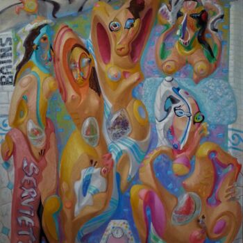 Painting titled ""Les Donzelles en c…" by Eric Fiorin, Original Artwork, Oil