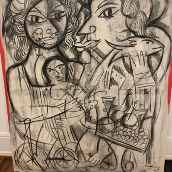 Painting titled "25_A Familia" by Eric Force, Original Artwork, Acrylic Mounted on Wood Stretcher frame