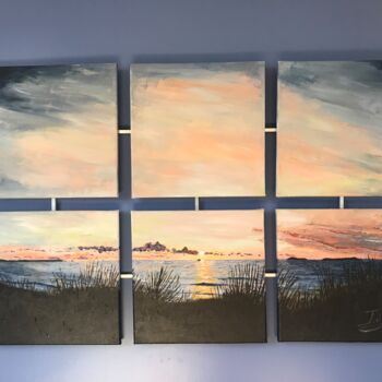 Painting titled "Coucher de Soleil n…" by Eric Garnier, Original Artwork, Acrylic Mounted on Wood Stretcher frame