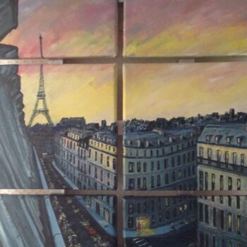 Schilderij getiteld "Paris Paris" door Eric Garnier, Origineel Kunstwerk, Acryl Gemonteerd op Frame voor houten brancard