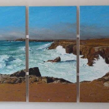 Peinture intitulée "Sauvage est la côte" par Eric Garnier, Œuvre d'art originale, Huile Monté sur Châssis en bois