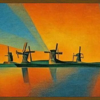 Arts numériques intitulée "Les moulins" par Eric Isambourg, Œuvre d'art originale, Peinture numérique