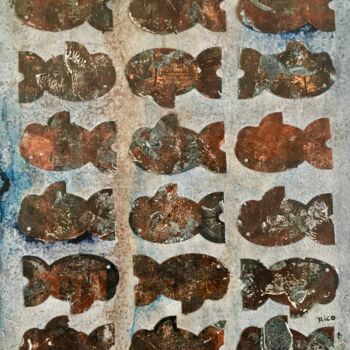 Malerei mit dem Titel "18 poissons - art b…" von Eric Leroy (Rico), Original-Kunstwerk, Acryl Auf Keilrahmen aus Holz montie…