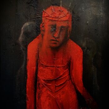Ζωγραφική με τίτλο "Le roi rouge - art…" από Eric Leroy (Rico), Αυθεντικά έργα τέχνης, Ακρυλικό Τοποθετήθηκε στο Ξύλινο φορε…