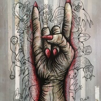 绘画 标题为“The hand of the dev…” 由Eric Leroy (Rico), 原创艺术品, 丙烯 安装在木质担架架上