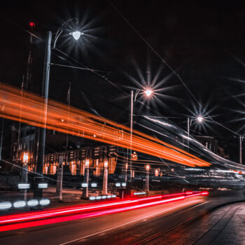 Photography titled "Light Trails in Jér…" by Eric Lespinasse, Original Artwork, Digital Photography Mounted on Aluminium