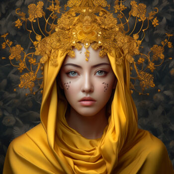 Arte digital titulada "#2 - Golden Woman" por Eric Lespinasse, Obra de arte original, Fotografía digital Montado en Aluminio