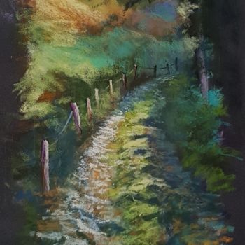 Peinture intitulée "Le sentier de notre…" par Eric Lorcy, Œuvre d'art originale, Pastel