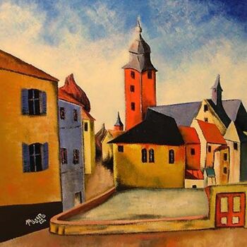 Painting titled "Le village oublié" by Eric Massart, Original Artwork