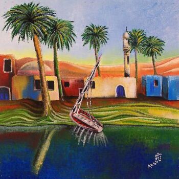 Painting titled "RIVAGES DU NIL" by Eric Massart, Original Artwork