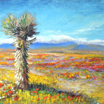 Schilderij getiteld "Mojave Spring" door Eric Matranga, Origineel Kunstwerk, Olie Gemonteerd op Frame voor houten brancard