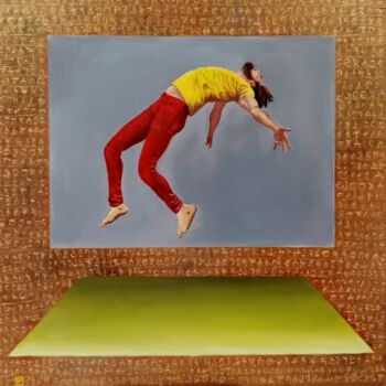 Картина под названием "Linéaire C" - Eric Mazurie, Подлинное произведение искусства, Масло Установлен на Деревянная рама для…