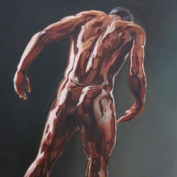 Картина под названием "Nu de dos" - Eric Mazurie, Подлинное произведение искусства, Масло Установлен на Деревянная рама для…