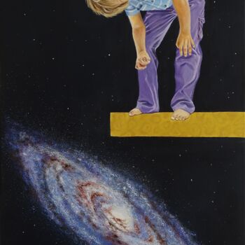Painting titled "NGC 3972" by Eric Mazurie, Original Artwork, Oil Mounted on Wood Stretcher frame