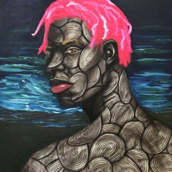 Peinture intitulée "Albino series vi" par Eric Odartey Cruickshank, Œuvre d'art originale, Fusain