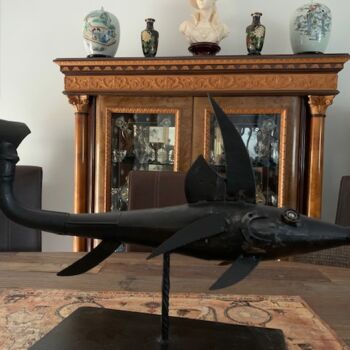 Sculpture titled "Black fish" by Eric Pailhassard, Original Artwork, Metals