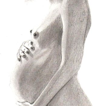 Pintura intitulada "femme-enceinte-1201…" por Eric Picard, Obras de arte originais