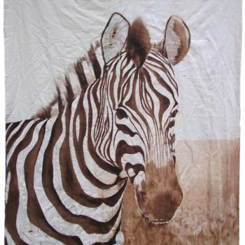 Peinture intitulée "zebre-sur-drap de l…" par Éric Plateau, Œuvre d'art originale, Autre