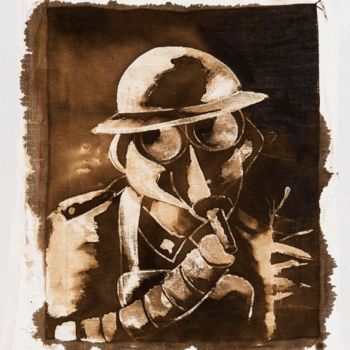 Peinture intitulée "2-Masque à gaz" par Éric Plateau, Œuvre d'art originale, Autre