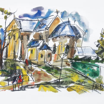 Dessin intitulée "Essonne - Longpont…" par Eric Raimbault, Œuvre d'art originale, Aquarelle