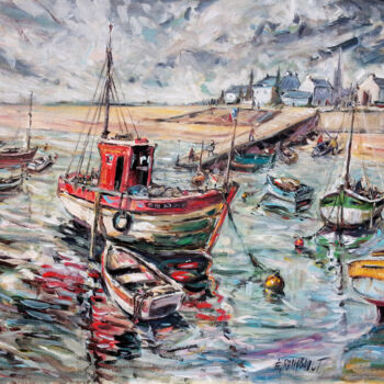 Painting titled "Un port breton" by Eric Raimbault, Original Artwork, Acrylic