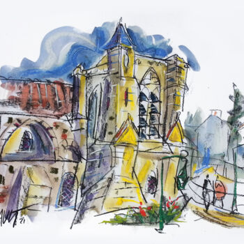 Drawing titled "Essonne - Longpont…" by Eric Raimbault, Original Artwork, Watercolor