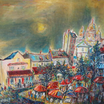 Painting titled "La place du Tertre…" by Eric Raimbault, Original Artwork, Acrylic Mounted on Wood Stretcher frame