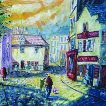 绘画 标题为“La place du Tertre…” 由Eric Raimbault, 原创艺术品, 水粉 安装在纸板上