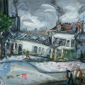 「Le Bateau Lavoir」というタイトルの絵画 Eric Raimbaultによって, オリジナルのアートワーク, グワッシュ水彩画