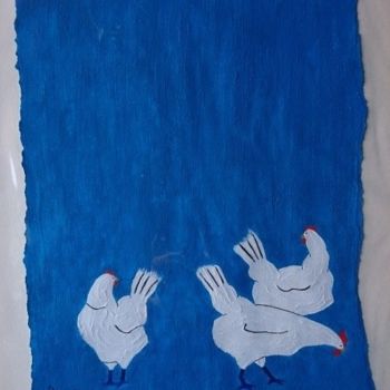 Painting titled "Cocottes en bleu" by Eric Richet, Original Artwork, Acrylic