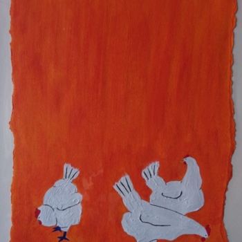 Painting titled "Cocottes en orange" by Eric Richet, Original Artwork, Acrylic