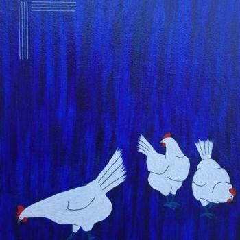 Pittura intitolato "Rendez-vous en bleu…" da Eric Richet, Opera d'arte originale, Acrilico Montato su Telaio per barella in…