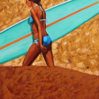 Pittura intitolato "surfeuse.jpg" da Eric Roy, Opera d'arte originale, Olio