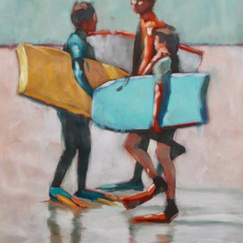 Schilderij getiteld "bodyboarders.jpg" door Eric Roy, Origineel Kunstwerk, Olie