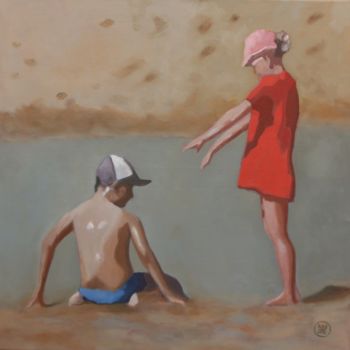 Painting titled "Deux enfants.jpg" by Eric Roy, Original Artwork, Oil