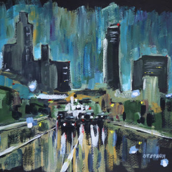Malerei mit dem Titel "In the city 1" von Eric Stephan, Original-Kunstwerk, Acryl
