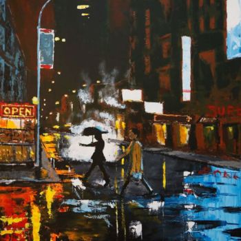 Pittura intitolato "Blue Night" da Eric Stephan, Opera d'arte originale, Acrilico