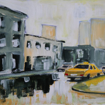Painting titled "Yellow cab" by Eric Stephan, Original Artwork, Acrylic