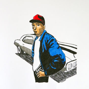 Zeichnungen mit dem Titel "Lucky Boy" von Eric Stephan, Original-Kunstwerk, Bleistift