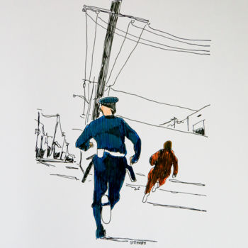 Tekening getiteld "Run" door Eric Stephan, Origineel Kunstwerk, Potlood